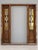 Carved oak entry door set removed from a 1981-built Brentwood (Los Angeles) home. A single entry door with two leaded...