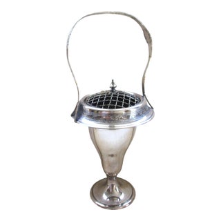 Antique Art Nouveau Pairpoint Ornate Sliverplate Flower Basket With Wire Frog Top For Sale