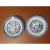 Pair of Antique Qing Dynasty Chinese Blue & White Plates depicting Village Stone Bridge and Pagoda.