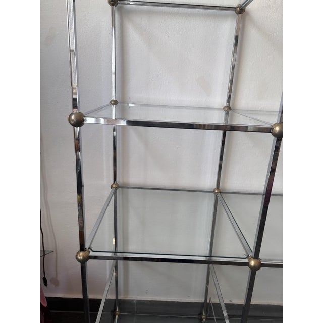 Silver Vintage Glass Shelving Unit, 1980s For Sale - Image 8 of 10