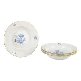 20th Century Deep Porcelain Plates with Floral Motifs by Meissen, Germany, Set of 4 For Sale