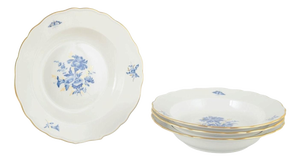 20th Century Deep Porcelain Plates with Floral Motifs by Meissen, Germany, Set of 4