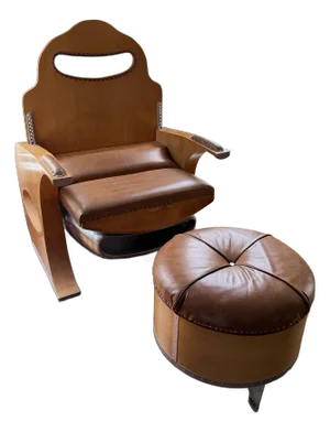 Giancarlo De Astis Attributed Aviation Chair and Ottoman Made From Dc-6 Engine Air Scoop