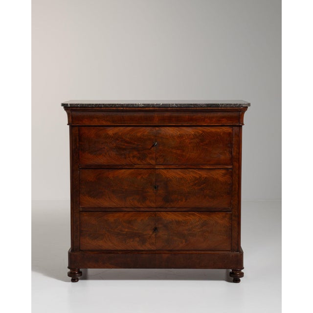 Wood 19th Century France Rich Mahogany Marble-Top Mahogany Chest For Sale - Image 7 of 11