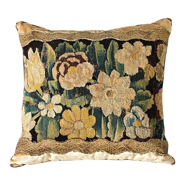BVIZ Antique Tapestry Fragment Pillow For Sale