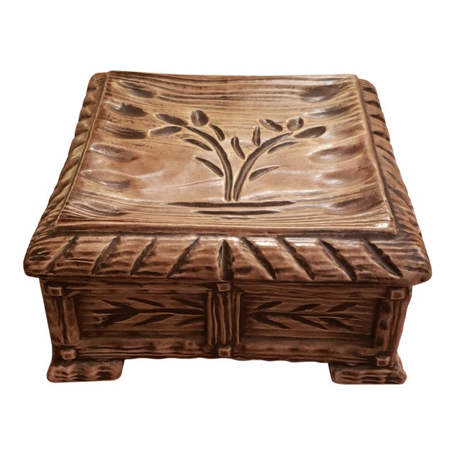 1960s Oversized Porcelain Dresser Box With Square Feet For Sale