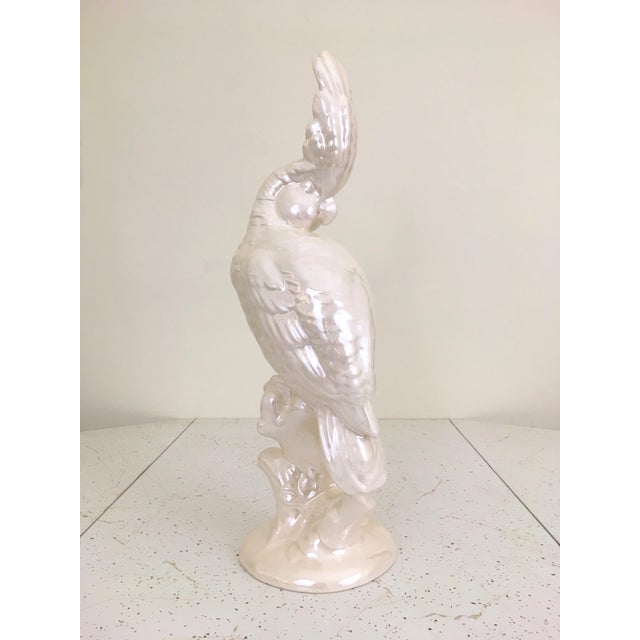 Figurative 1950s White Ceramic Cockatoo Bird Sculpture For Sale - Image 3 of 9