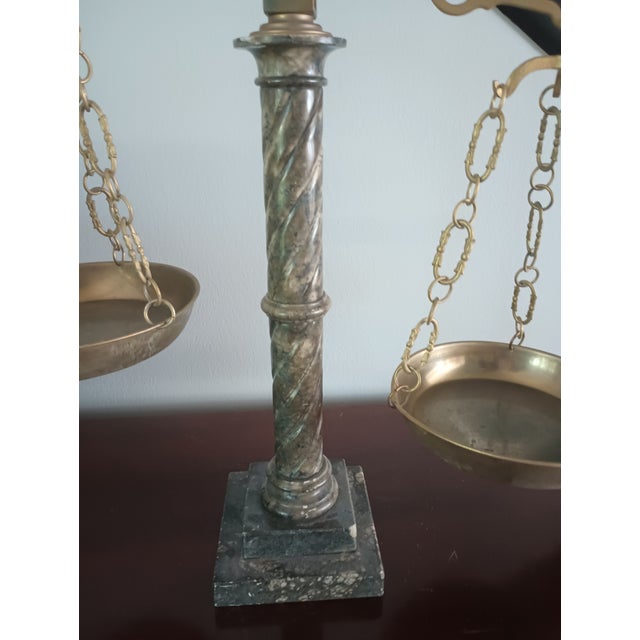 Vintage Jim Tirrenia Italy Onyx Marble/Alabaster and Brass Scale of Justice 24" Tall For Sale - Image 12 of 18