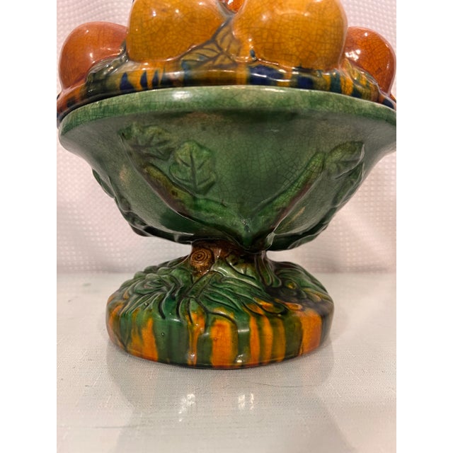 Vintage Majolica Style Fruit Stacked Lidded Bowl / Catchall For Sale In Mobile - Image 6 of 11