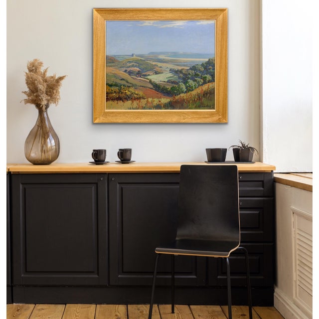 Joseph Hennah, Abbotsbury Hill View, Chesil Beach & Portland, St Catherine's Chapel & the Fleet, Oil Painting, 1950s, Framed For Sale - Image 12 of 18