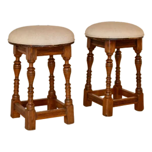 Pair of Edwardian English Upholstered Stools