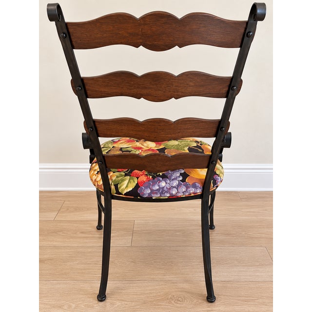 Vintage Mediterranean Wrought Iron & Fruit Tile Dining Set, 5 Pieces For Sale - Image 4 of 4