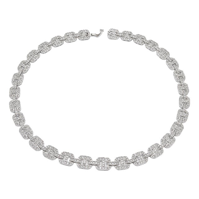10 Kt White Gold 23 5/8 Designer Necklace 22' For Sale