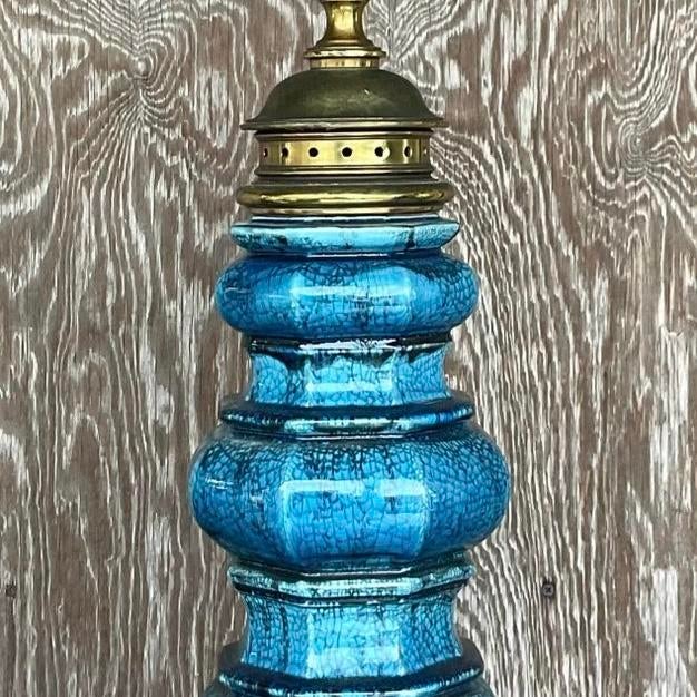 Vintage Stiffel Mid-Century Modern Glazed Ceramic Lamp For Sale - Image 11 of 13