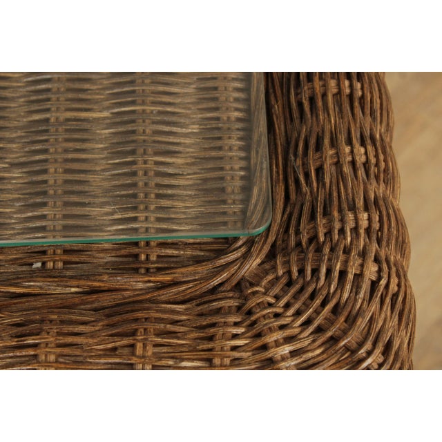 Ethan Allen Victorian Style Vintage Wicker Console Table For Sale - Image 11 of 12