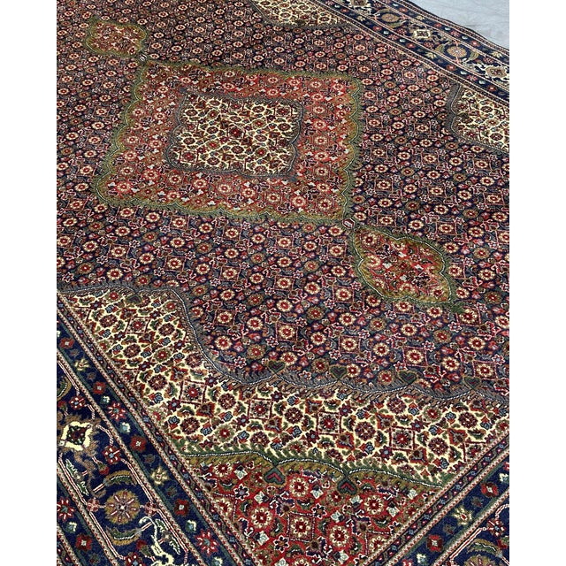 2020s Hand-Knotted Herati Mahi Medallion Wool Rug, Navy Field, 9'11" X 6'8" For Sale - Image 5 of 13