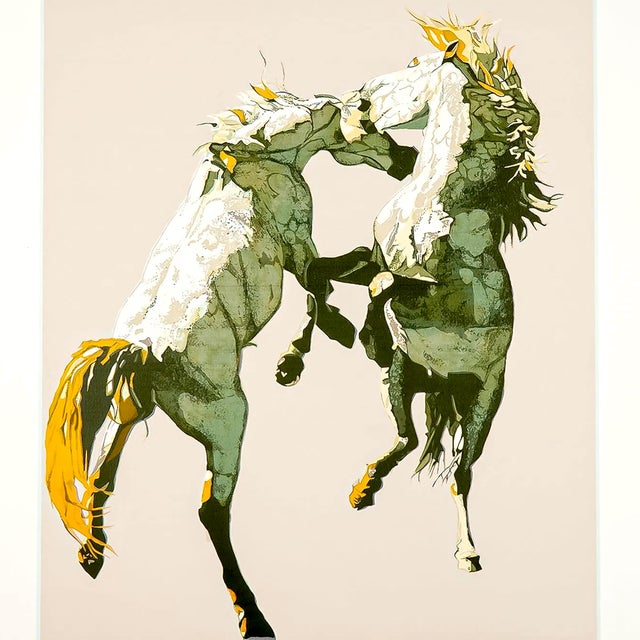Photorealism Fighting Horses Limited Edition Serigraph by Fran Bull, Photorealist Circa 1980 For Sale - Image 3 of 9