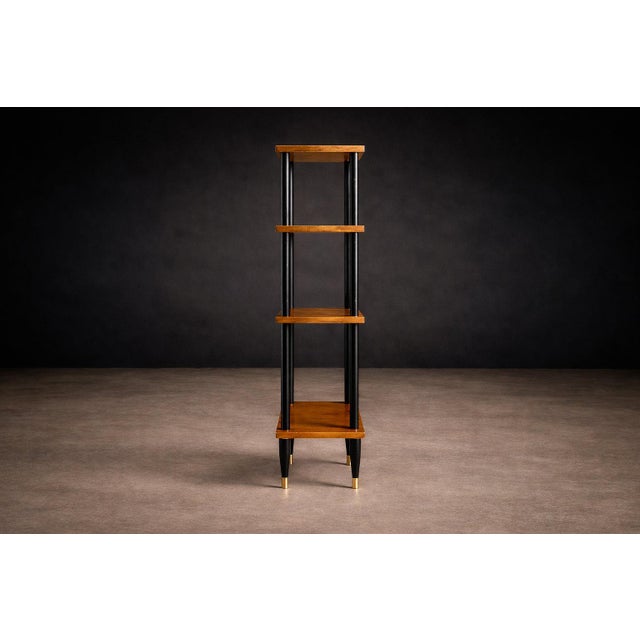 Brown Brazilian Modernist Bookshelf in Ebonized Pau Marfim with Bronze Sabots — Móveis Valério, Brazil, 1950s - Lot 687 For Sale - Image 8 of 12