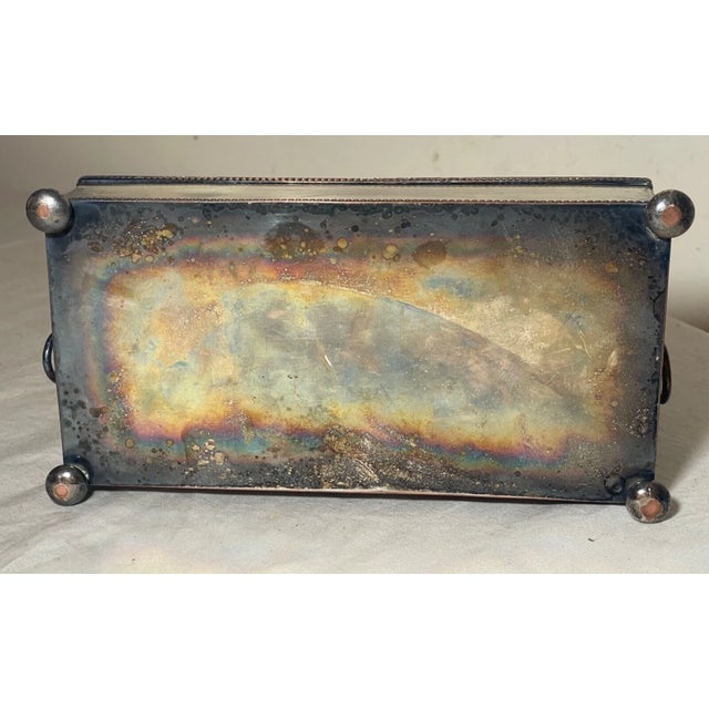 Antique 19th Century Silverplated Copper Glass Jar Desk Inkwell Stand Holder For Sale - Image 15 of 16