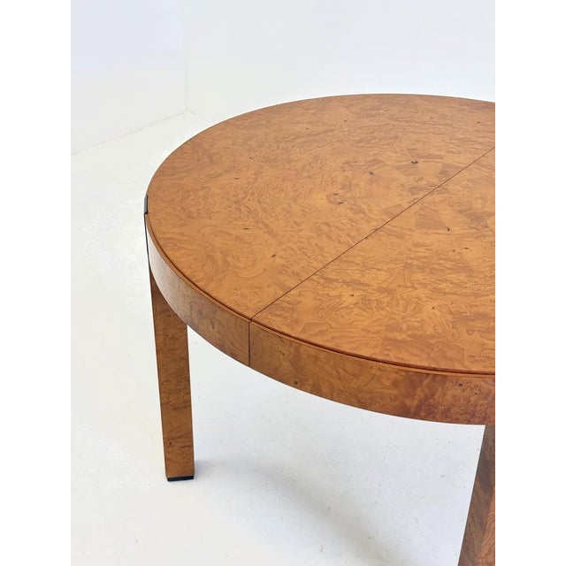 Brown Vintage Burl Wood Round Dining Table by Grange, 1980s For Sale - Image 8 of 13