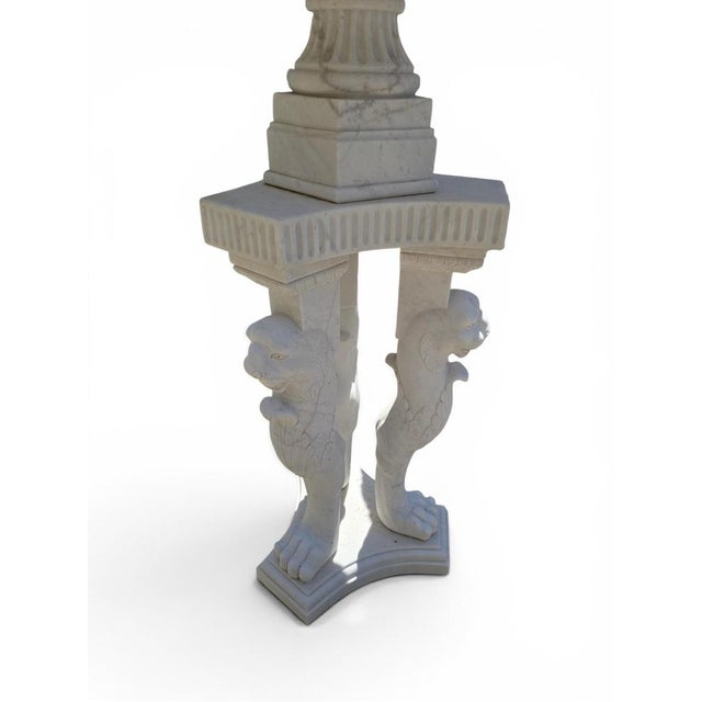 1970s Large Greco-Roman Marble Kraters on Tripod Pedestals with Lion Paw, 1970, Set of 2 For Sale - Image 5 of 14