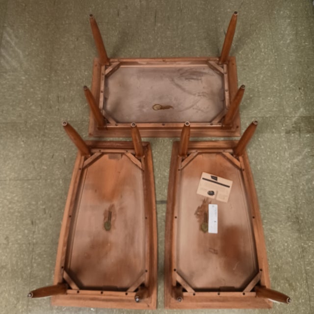 1960s Mid-Century Tomlinson "Sophisticate" Pecan & Butternut End Tables - 3 Pieces For Sale - Image 6 of 18