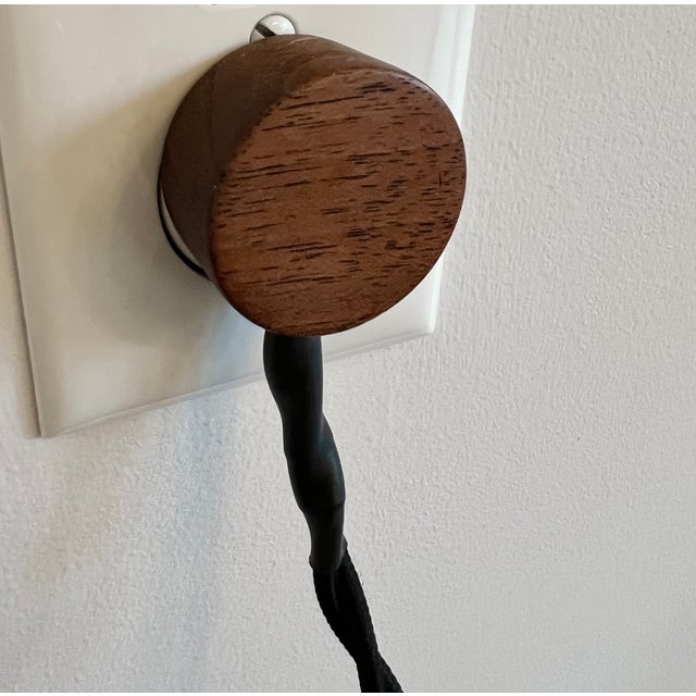 Wood BDDW Tripod Floor Lamp in Claro Walnut With Black Linen Shade For Sale - Image 7 of 10