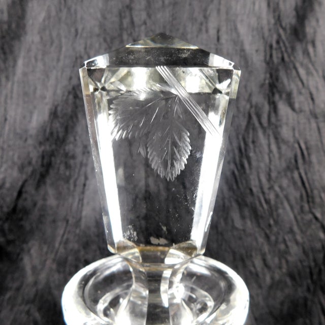 1950s Cut Crystal Decanter With Etched Fruit Design For Sale In San Francisco - Image 6 of 7