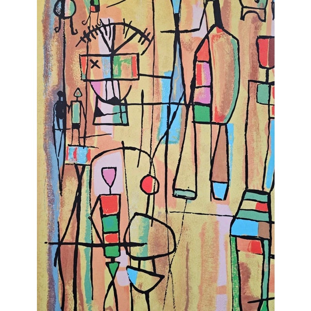 Abstract Mayeu Passa “Silent Drama” Signed Limited Edition Color Lithograph on Arches Paper For Sale - Image 3 of 5