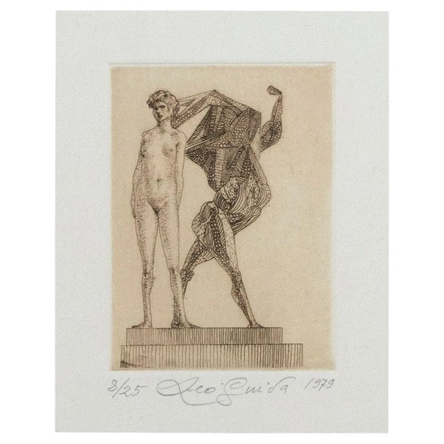 Leo Guida, Venus and Hercules, Original Etching on Paper, 1979 For Sale