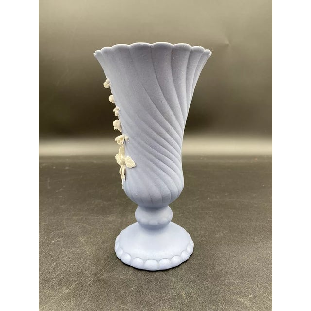 1970s Vintage Lefton Blue Bisque Vase For Sale - Image 5 of 5