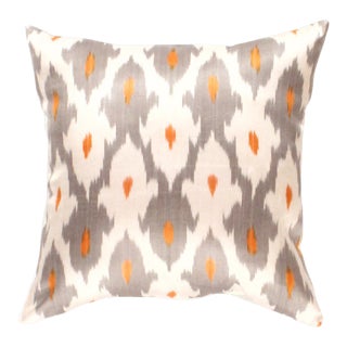 Contemporary Silk Ikat Bohemian Throw Pillow For Sale