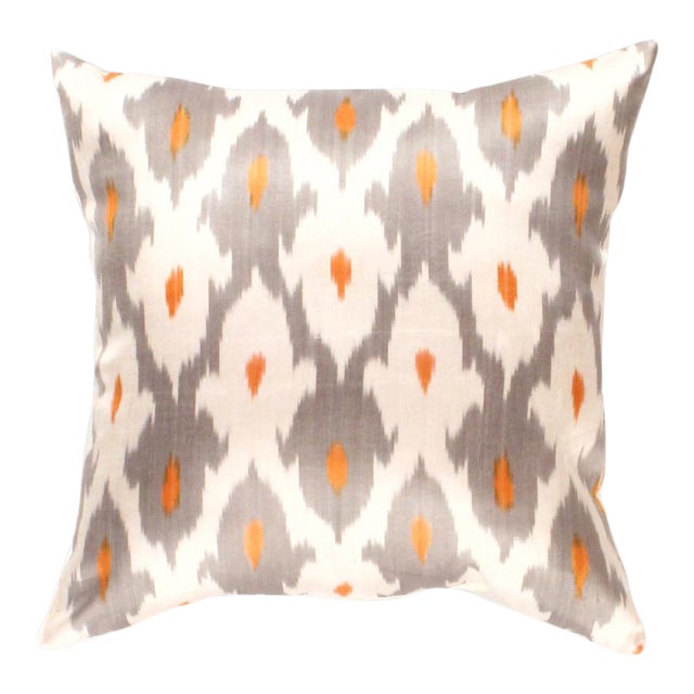 Contemporary Silk Ikat Bohemian Throw Pillow For Sale
