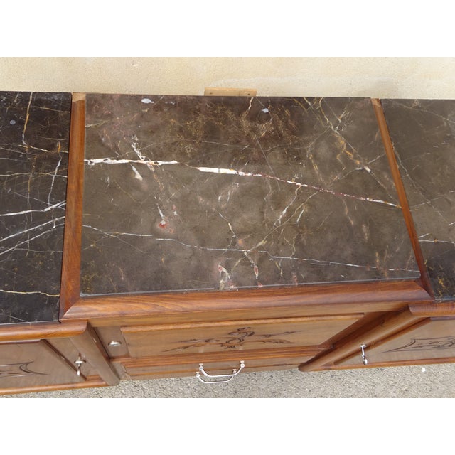 Large Vintage Sideboard in Walnut and Black Marble, 1950s For Sale - Image 16 of 18