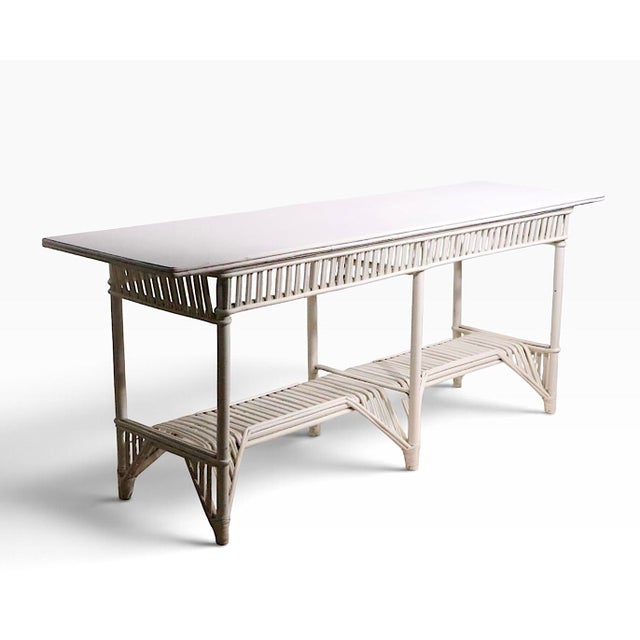 Early 20th Century Large Stick Wicker Console Table in White Paint Finish For Sale In New York - Image 6 of 18