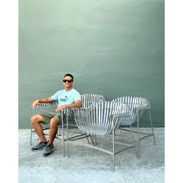 Mid-Century Modern Vintage MCM Woodard Sunburst Strap Chairs - Set of 4 For Sale - Image 3 of 10