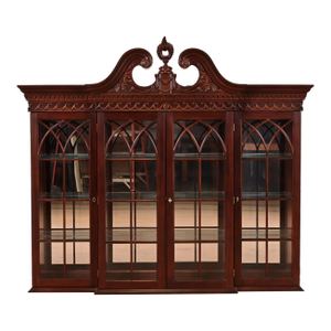 Georgian Carved Mahogany Lighted Bookcase or Display Cabinet by Craftique