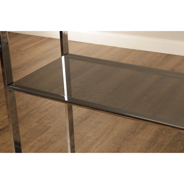 Metal Mid Century Modern Glass and Chrome Etagere Bookshelf For Sale - Image 7 of 13