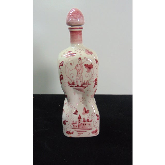 Mid 20th Century Italian Terra Cotta Scenic Glazed Decanter For Sale - Image 5 of 5