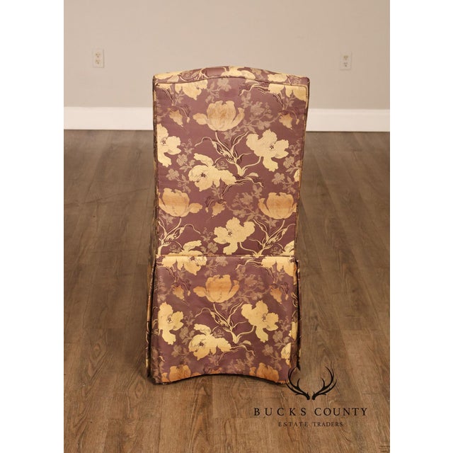 Wood Pair of Upholstered Parsons Style Dining Chairs For Sale - Image 7 of 16