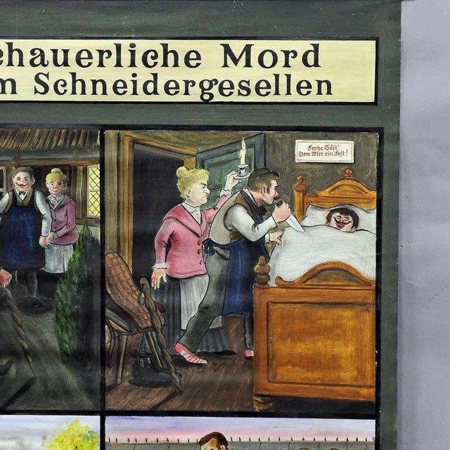 Hand Painted Story of a Murder Ballade Wall Decoration Chart For Sale - Image 3 of 7