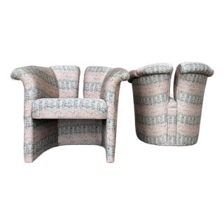 Pair of Milo Baughman for Thayer Coggin Split Back Chairs Postmodern For Sale