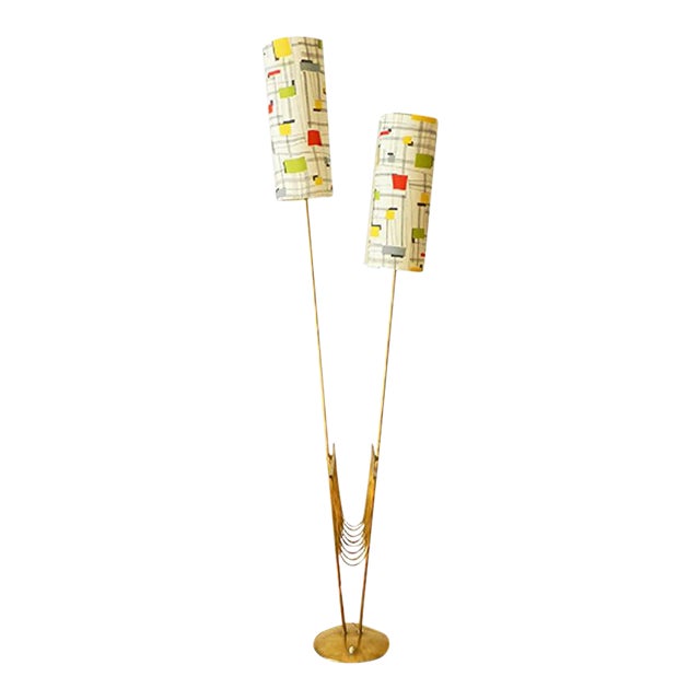 Floor Lamp with Newspaper Holder from Rupert Nikoll, 1950s For Sale