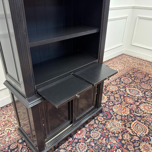 English Black Bookcase in Teak For Sale - Image 10 of 15