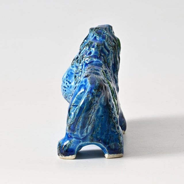 Mid-Century Modern Rimini Blu Lion Figurine by Aldo Londi for Bitossi, 1960s For Sale - Image 3 of 10