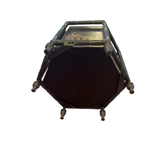 Metal Vintage Metal Chinoiserie Waste Paper Basket For Sale - Image 7 of 8