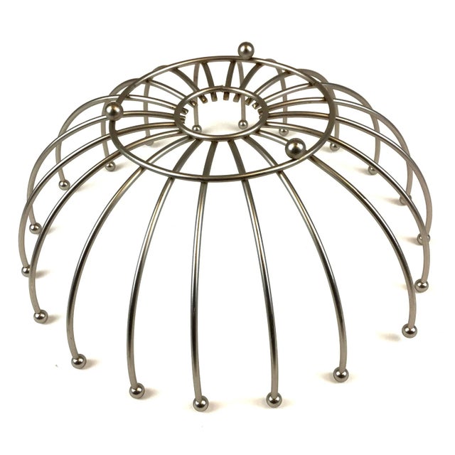 1960s Mid-Century Modern Brutalist Satin Finish Steel Bread or Fruit Basket For Sale In Portland, ME - Image 6 of 8