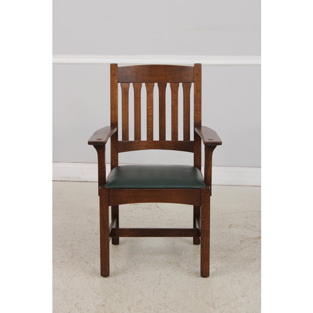 Arts & Crafts Set of 6 Stickley Arts & Crafts Mission Oak Dining Chairs For Sale - Image 3 of 18