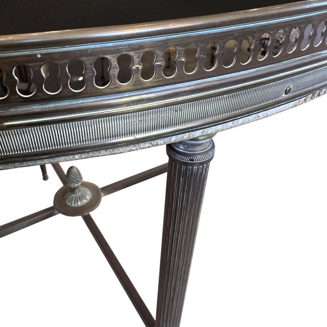 1960s Round Brass Side Table with Black Glass in the style of Maison Jansen, French, 1960s For Sale - Image 5 of 6