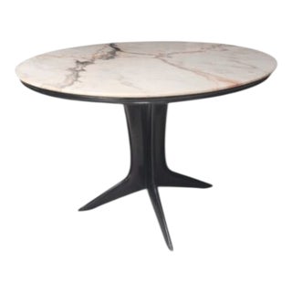 Italian Round Table in Lacquered Wood and Marble For Sale